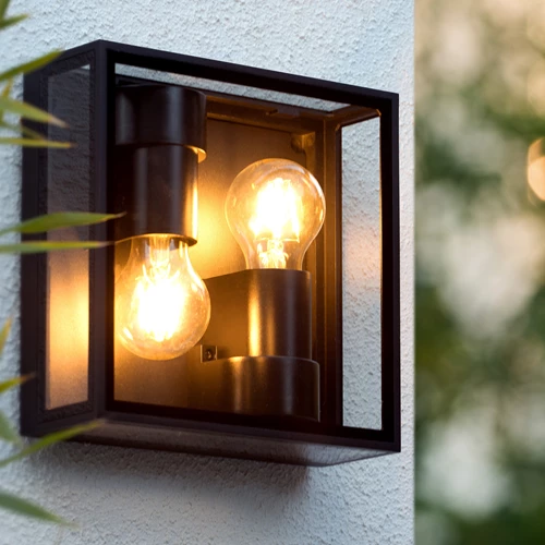 Lucide DUKAN - Flush ceiling light Indoor/Outdoor - 2xE27 - IP65 - Black - atmosphere 1